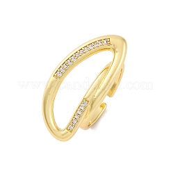 Brass Micro Pave Clear Cubic Zirconia Cuff Rings for Women&nbsp;RJEW-U043-13G