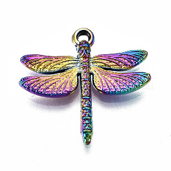 レインボーカラーアロイペンダント  カドミウムフリー＆鉛フリー  トンボ  17.5x18x2mm  穴：1.2mm&nbsp;PALLOY-S180-051-RS