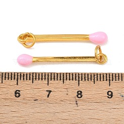 合金エナメルチャーム  丸カン付き  マッチチャーム  ゴールドカラー  パールピンク  29x4mm  穴：4mm&nbsp;FIND-WH0139-472G-08