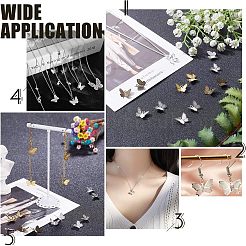 304ステンレスペンダント  蝶  ステンレス鋼色  11x15.5x3mm  穴：1mm  100個/箱&nbsp;STAS-UN0008-01P
