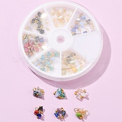 90 個 6 色の電気メッキガラスチャーム  真鍮のループを有します  三角形  ミックスカラー  8x6x4.5mm  穴：1.8mm  15個/カラー&nbsp;GLAA-FS0001-68