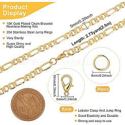 DIY Real 18K Gold Plated Chain Bracelet Necklace Making Kits&nbsp;DIY-BC0005-18
