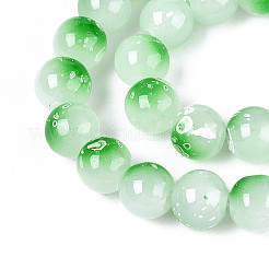 ペイントガラスビーズを焼く  ラウンド  濃い緑  10~10.5mm  穴：1.2~1.5mm&nbsp;X1-DGLA-N015-10mm-09