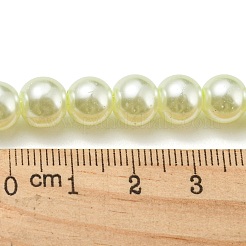 焼き絵用塗料、パール加工ガラスパール、丸ビーズの連  シャンパンイエロー  7.5x8.5mm  穴：1mm  約102~108個/連  30.31~30.51インチ（77~77.5cm）&nbsp;HY-XCP0001-14