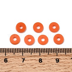 手作り樹脂粘土ビーズ  ディスク/フラットラウンド  ヒシビーズ  オレンジ  6x1mm  穴：2mm  約23500個/1000g&nbsp;CLAY-XCP0001-32