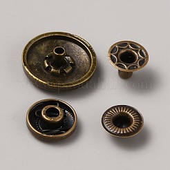 合金スナップボタン4個。  綿パッデッド服コートダウンジャケットバックル  アンティークブロンズ  18x6.5mm&nbsp;BUTT-WH0036-01J-AB