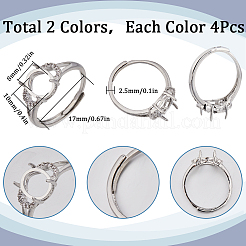 8Pcs 2 Colors Adjustable Brass Solitaire Ring Settings&nbsp;KK-SC0003-93