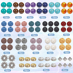 DIY Chakra Natural & Synthetic Gemstone Beads & Natural Lava Rock Beads Jewelry Making Findings Kits&nbsp;DIY-SC0028-21