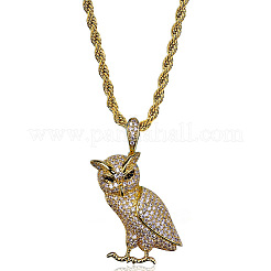 Alloy Full Crystal Rhinestone Owl Pendant Rope Chain Necklaces for Unisex&nbsp;WG4DB42-01