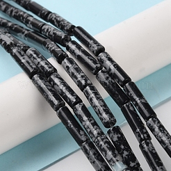 合成スノーフレーク黒曜石ビーズ連売り  コラム  4~4.5x13~14mm  穴：1.2mm  約27~29個/連  14.72''~14.96''（37.4~38センチメートル）&nbsp;G-D077-B02