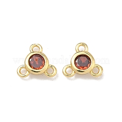 Brass Micro Pave Cubic Zirconia Flat Round Chandelier Component Links&nbsp;KK-B170-05G