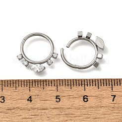 304ステンレススチールクリアキュービックジルコニアホースアイフープノーズリング  プラチナ  15.5x15.5x3mm  内径：9.7mm&nbsp;AJEW-D306-11P