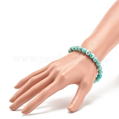 ナチュラル ハウライト ラウンド ビーズ ストレッチ ブレスレット  女性のためのアクセサリー用原石のアクセサリー  ビーズ：8mm  内径：2-1/8インチ（5.5cm）&nbsp;BJEW-JB08290-03
