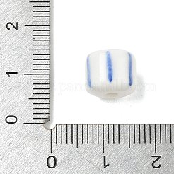 手作りの陶器ビーズ  縞模様の列  手描き  藤紫色  8.5x10mm  穴：2.5mm&nbsp;PR-CBA069E-01A