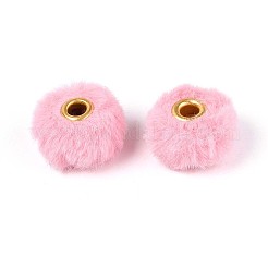 ウサギの毛の模造品 ヨーロッパのビーズ  ロンデル  ピンク  19.5~20x12mm  穴：4mm&nbsp;FIND-WH0126-574T