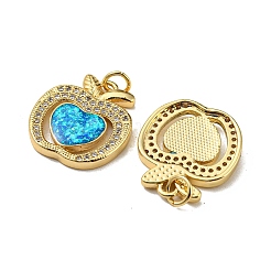 Brass Micro Pave Cubic Zirconia with Synthetic Opal Pendants&nbsp;KK-D096-01A-G
