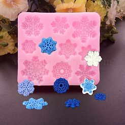 食品グレードのシリコンモールド  フォンダン型  DIYケーキデコレーション用  チョコレート  キャンディ  UVレジン＆エポキシ樹脂ジュエリー作り  スノーフレーク  ショッキングピンク  91x82x7mm  インナーサイズ：22~32mm&nbsp;DIY-L006-29