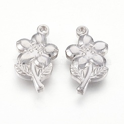 変色しにくい201ステンレススチールペンダント  花  ステンレス鋼色  19x11x3mm  穴：1.2mm&nbsp;STAS-O118-15P