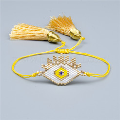 Bohemian Style Evil Eye Glass Seed Beaded Link Bracelets&nbsp;AD1534-5
