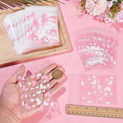 250Pcs Heart Printed Transparent OPP Cellophane Storage Bags&nbsp;OPP-SP0001-08