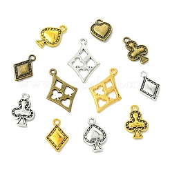 120pcs15スタイルチベットスタイルアロイペンダント  カードを再生  ミックスカラー  14.5~27.5x11.5~17.5x1.5~3mm  穴：1.6~2mm  8個/スタイル&nbsp;FIND-CJ0005-06