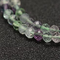 天然石蛍石ビーズ連売り  多面カット  ロンデル  3.5~4x2.5~3mm  穴：0.5~0.6mm  約126個/連  15.3~15.7インチ（39~40cm）&nbsp;G-F460-16