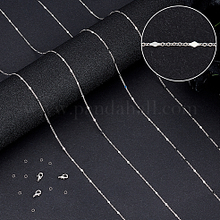 真鍮製の菱形アズキチェーンネックレスのDIYキット  プラチナメッキ  1.5x1x0.3mm&nbsp;DIY-BBC0002-18