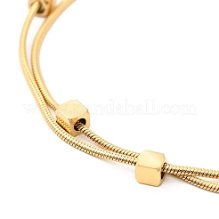304 Stainless Steel Cube Beaded Multi-strand Bracelet&nbsp;BJEW-I304-01G