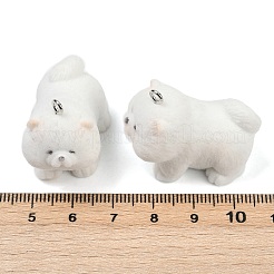 フロッキー樹脂ペンダント  犬  プラチナ鉄ループ付き  ホワイト  28x19x34mm  穴：2mm&nbsp;FIND-A052-07J