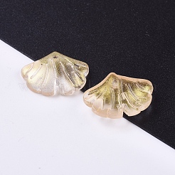クリアガラスペンダント  グリッターパウダー付き  葉  ミックスカラー  14.5x20x4.5mm  穴：1.5mm&nbsp;X-GLAA-L027-E