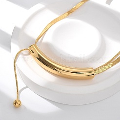 304 Stainless Steel Curved Tube Snake Chain Necklaces for Women&nbsp;NJEW-Z061-04G-03
