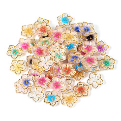 200色メッキアクリルカボション10個  ゴールドライン入り  時計と花  ミックスカラー  9.5x10x2.5mm  20個/カラー&nbsp;OACR-TA0001-17