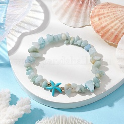 Natural Flower Amazonite Chip Beaded Stretch Bracelets&nbsp;BJEW-JB10689-01