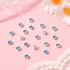 プレシオサ® マキシマ クリスタル 縫い付けカップ  チェコクリスタル  真鍮製爪付き台座付き  719 35 012 チャトン（丸）  銀  60010 アクアボヘミカ  ss12（3~3.2mm）&nbsp;Y-PRC-SS12-60010-S