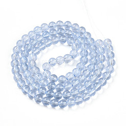 ベーキングペイント透明ガラスビーズ  ラウンド  ライトスチールブルー  8~8.5mm  穴：1.4mm&nbsp;X1-DGLA-N006-8mm-12