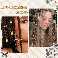 200個 5スタイル アイロンドレッドヘアビーズ ヘアデコレーション  ヘアコイルカフ  ゴールドカラー  12~15x5.5~10mm  内径：9~12mm  40個/スタイル&nbsp;OHAR-SC0001-13