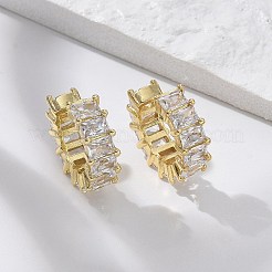 キュービックジルコニアテニスカフピアス  非ピアス用の本物の18k金メッキ真鍮C字型イヤリング  カドミウムフリー＆鉛フリー  透明  14x16x5mm&nbsp;EJEW-K093-09G-05