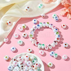 UVメッキレインボーアクリルビーズ100個  虹色の  星とハート  ロンデル  ミックスカラー  13.5x8.5mm  穴：4mm  100pc&nbsp;PACR-CJ0001-35