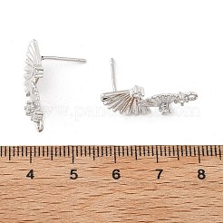 Brass Micro Pave Cubic Zirconia Stud Earring Findings&nbsp;LS-KK-K371-44P