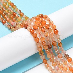 天然石瑪瑙ビーズ連売り  多面カットラウンド  染め＆加熱  サンゴ  3.7~4x3.9~4.3mm  穴：0.8mm  約89~93個/連  13.98''（35.5センチメートル）&nbsp;G-Q1000-02F
