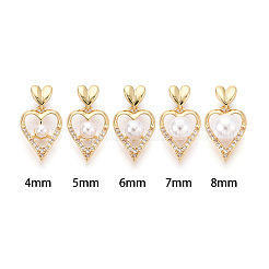 Brass Micro Pave Cubic Zirconia Cup Pearl Peg Bails Pin Pendants&nbsp;KK-T079-54G