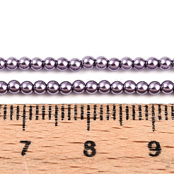 ベーキングペイントパール化ガラスパールビーズ連売り  ラウンド  紫色のメディア  2mm  穴：0.6mm  約200~201個/連  15.75インチ（40cm）&nbsp;HY-N002-2mm-A14