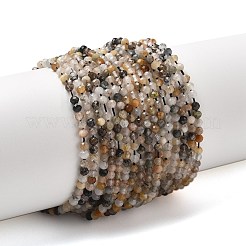天然石ブラックルチルクォーツビーズ連売り  多面カット  ラウンド  3.5mm  穴：0.5mm  約109個/連  14.96''（38センチメートル）&nbsp;G-RM241221-B24