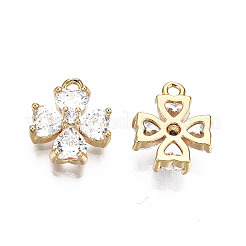 Brass Micro Pave Clear Cubic Zirconia Charms&nbsp;KK-T056-72G-NF