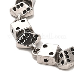 304ステンレススチールダイスリンクチェーンブレスレット  アンティークシルバー  8-7/8インチ（22.6cm）&nbsp;BJEW-E094-04AS