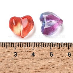 ベーキングペイント透明ガラスビーズ  ハート  グリッターパウダー付き  ミックスカラー  13x14.5x8mm  穴：1.3mm&nbsp;GL-CBA7B2B-10
