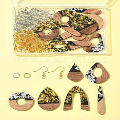 DIY Opaque Resin & Walnut Wood Earring Making Kits&nbsp;DIY-FS0007-84