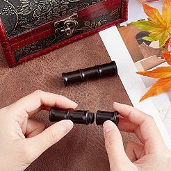 ウッドビッグサイズペンダントトップ  片穴  スクリューキャップ付き  染色されていない  竹棒チャーム  ブラック  61x16mm  穴：1.6mm&nbsp;WOOD-WH0027-62