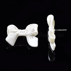 スプレー塗装ccbプラスチック蝶結びスタッドピアスのパーツ  ホワイト  24x33mm  穴：1.2mm  ピン：0.7mm&nbsp;CCB-Q091-07A