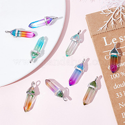 10Pcs 5 Colors Faceted Bullet Glass Pointed Pendants&nbsp;KK-SC0003-08